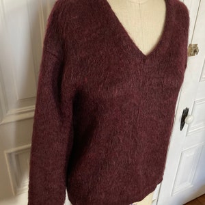 Vintage 1950s maroon vneck mohair sweater image 2