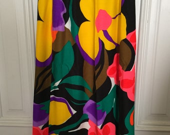 Vintage 1970s bright floral print wrap skirt