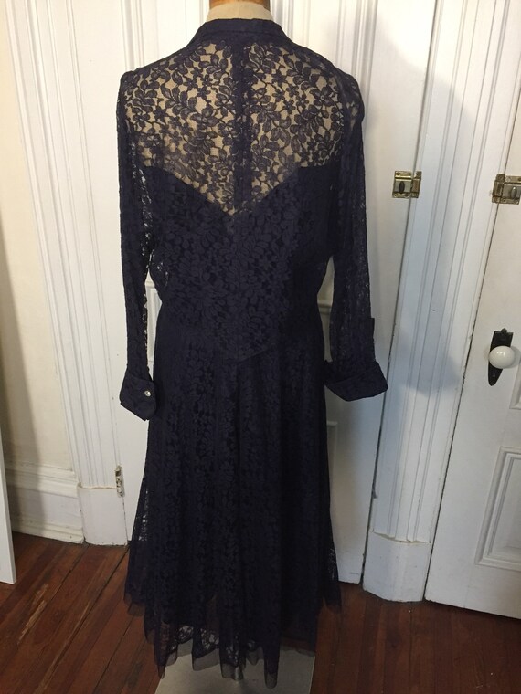 Vintage 1950s navy lace strapless dress set - image 2