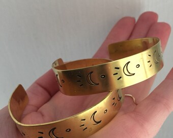 Killing moon brass cuff bracelet