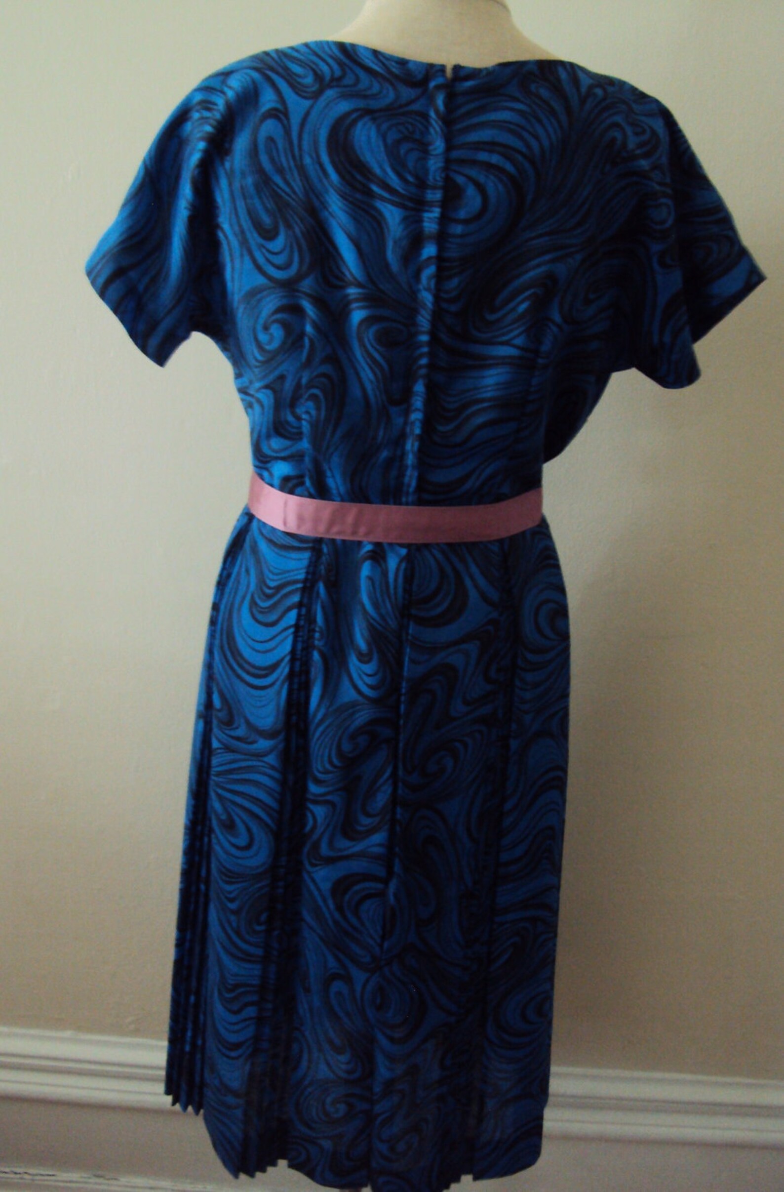 Vintage 50s Royal Blue Swirls Dress Etsy