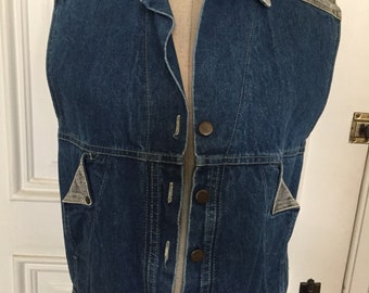 Vintage 1980s denim jean vest