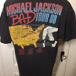 Vintage 1980s michael jackson bad tour concert tshirt image 3