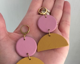 Wood geometric earrings