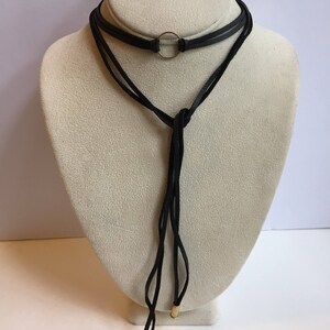 Black leather wrap choker bolo tie necklace Bild 4