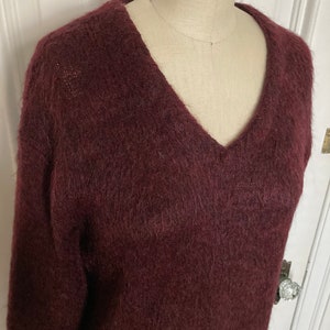 Vintage 1950s maroon vneck mohair sweater image 5