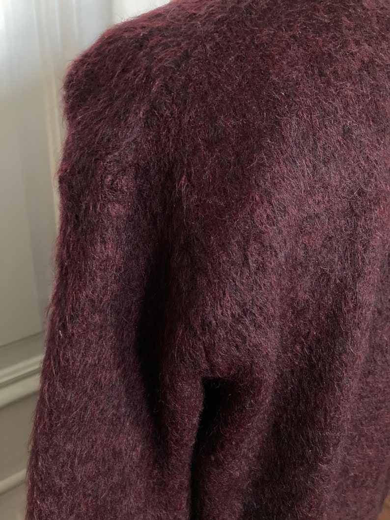 Vintage 1950s maroon vneck mohair sweater image 6