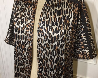 Vintage vanity fair leopard bed coat night gown kimono