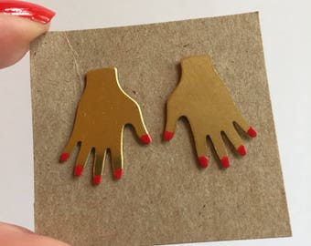 Helping hand stud earrings