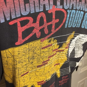 Vintage 1980s michael jackson bad tour concert tshirt image 2