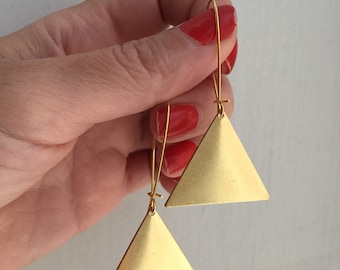 Brass triangle earring