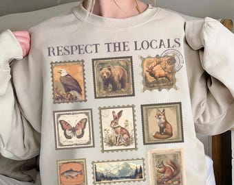 Respect The Local Wildlife T-Shirt, Gift For Nature Lover, Animal Lover, Protect National Parks Sweatshirt, Postage Postal Stamp Hoodie