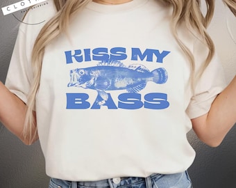 Kiss My Bass Vintage Style Fishing T-Shirt, Retro Fisher Sweatshirt, Fisher Gear, Fisher Graphic Shirt, Adult Unisex Relaxed Hoodie