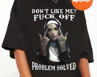 Camiseta "F@ck I Give Nun", sudadera con capucha "Unholy Nun Zero Fucks Given Nun Fuck", sudadera sarcástica divertida, camiseta unisex "Regalo Unholy Nun"