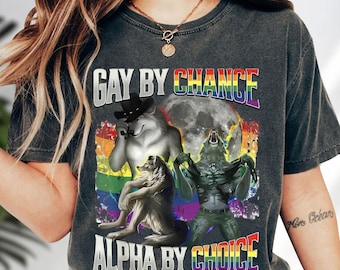 Gay By Chance Alpha By Choice T-Shirt, Lgbtq Werewolf Grunge Aesthetic Tee