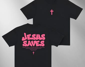 Jesus Saves Shirt Christian Shirt Comfort Colors Cute Christian Merch Jesus Shirt Minimalist Christian Faith Gift for Teen Christian Apparel