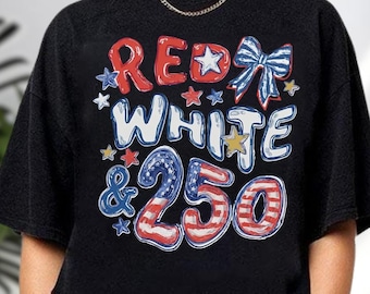Red White & 250th America T-Shirt, Patriotic USA Anniversary Tee