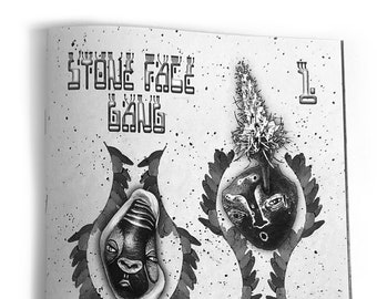 Stone Face Gang Zine #1, Painted Rock Photo Collage Art