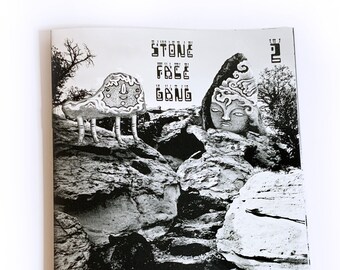 Stone Face Gang #2 Art Zine. Photography Photocollage zine featuring painted rocks in strange landscapes.