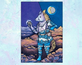 Night Hound Postcard - Rock Hunting Art Print (6x4)