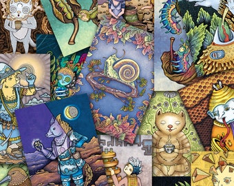 Postcard Assortment Set, Standard 6" X 4" Size, One of Each Design - Artwork by Poxodd
