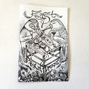 Bird Art Zine: Bird Dreams - Feast - Poxodd Illustrations