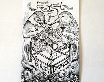 Bird Art Zine: Bird Dreams - Feast - Poxodd Illustrations