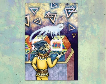 Alien Caterpillar Casino- Standard Size Postcard - Small Art Print