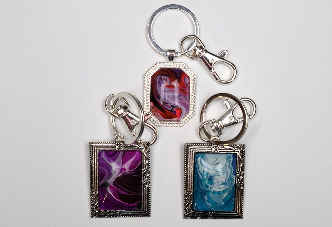 Rectangle and Octagon Acrylic Pour Pendants, Handmade, One of a Kind ...