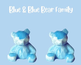 Baby Blue Handmade Resin Teddy Bear Family | Bear Ornament, Epoxy Resin | Handmade Gift, Baby Shower, Friendship, Baby Boy, Keepsake