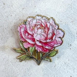 Peony Enamel Pin Brooch, Wedding Lapel Pin, Floral Lapel Pin, Gift Ideas For Flower Lover