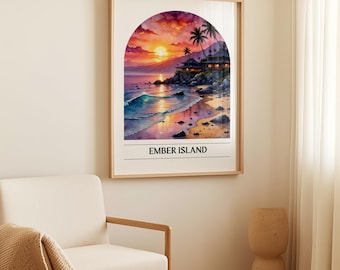 Avatar-inspired Ember Island Sunset Art Print: Last Airbender Fantasy Wall Decor Illustration, ATLA
