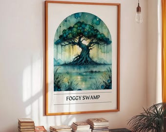 Avatar-inspired Foggy Swamp Art Print: Last Airbender Fantasy Wall Decor Illustration, ATLA