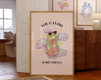 You Can Do Hard Things Poster, Retro Motivation Poster , Quote Poster, Trendy Wall Art, Motivation Poster, Classroom Posters, Digital Poster