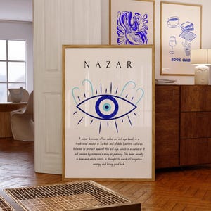 Evil Eye Print, Blue Evil Eye Wall Art, Evil Protection Wall Art, Trendy Wall Art, Nazar Boncugu Poster , Spiritual Wall Art, Digital Print