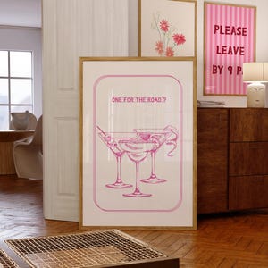 One for the Road , Trendy Wall Art ,Pink Bar Cart ,Bar Decor ,Home Decor ,Aesthetic Decor , Minimalist Print ,Digital Print ,Digital Poster