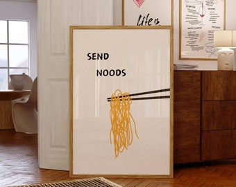 Send Noods Kitchen Print, Trendy Noodle Poster (Digital Download)