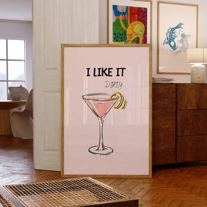 I Like it , Retro Cocktail Print , Trendy Wall Art , Bar Cart ,Martini Print ,Bar Decor ,Minimalist Print ,Digital Download , Digital Print