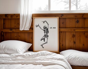 Vintage Dancing Skeleton Print, Halloween Wall Art (Digital Download)