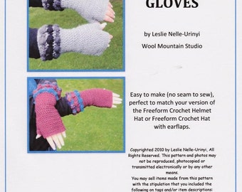 E Pattern For Crochet Fingerless Gloves with Bobble Cuffs