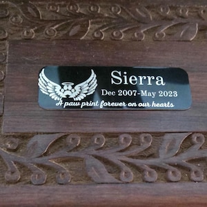 Pet memorial plates urn plate custom metal name plate engraved pet loss personalized plaque