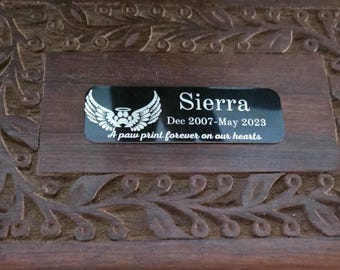 Pet memorial plates urn plate custom metal name plate engraved pet loss personalized plaque