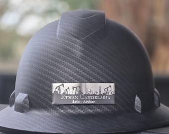 custom PPE name plate engraved name badge union worker custom ID tag for PPE helmet tag oilfield hard hat custom name plate for construction