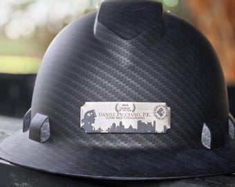 Placa de identificación personalizada para casco de seguridad, placa personalizada para casco, accesorio para sombrero de construcción, placa grabada personalizada, placa con nombre de comerciante