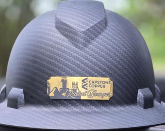 Placa de identificación para casco de seguridad, personalizada en oro y plata, accesorio para casco de trabajador de la construcción, placa de identificación grabada personalizada.