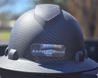 hardhat name plate custom gold silver construction worker hat accessory personalized engraved name plaque