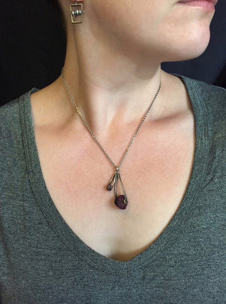 Hand Sterling Silver and Mixed Gemstone Charm Necklace Etsy