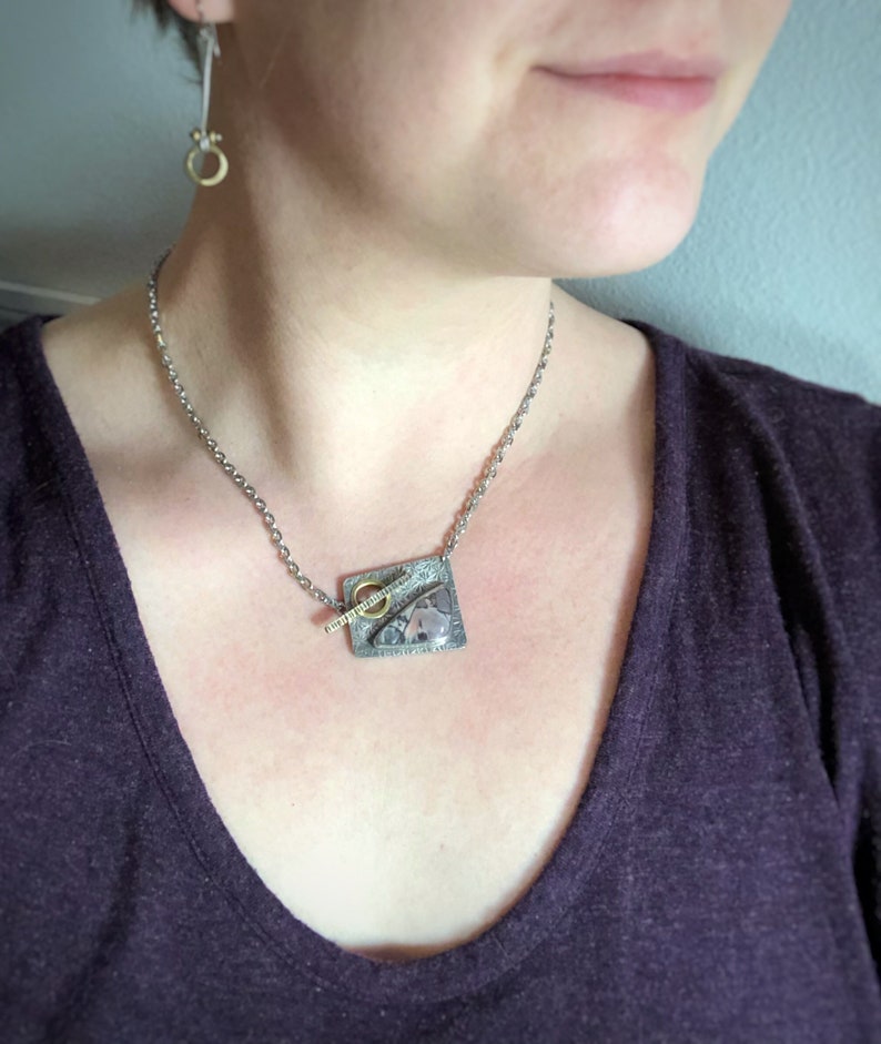 Front Toggle Clasp Necklace Sterling Silver Mixed Metal Etsy