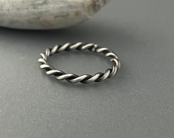 Twisted Stacking Ring, silver ring band, single stacking ring, twisted band, sterling ring band, rope band, twisted rope band
