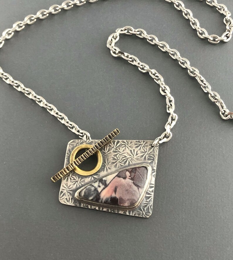 Front Toggle Clasp Necklace Sterling Silver Mixed Metal Etsy